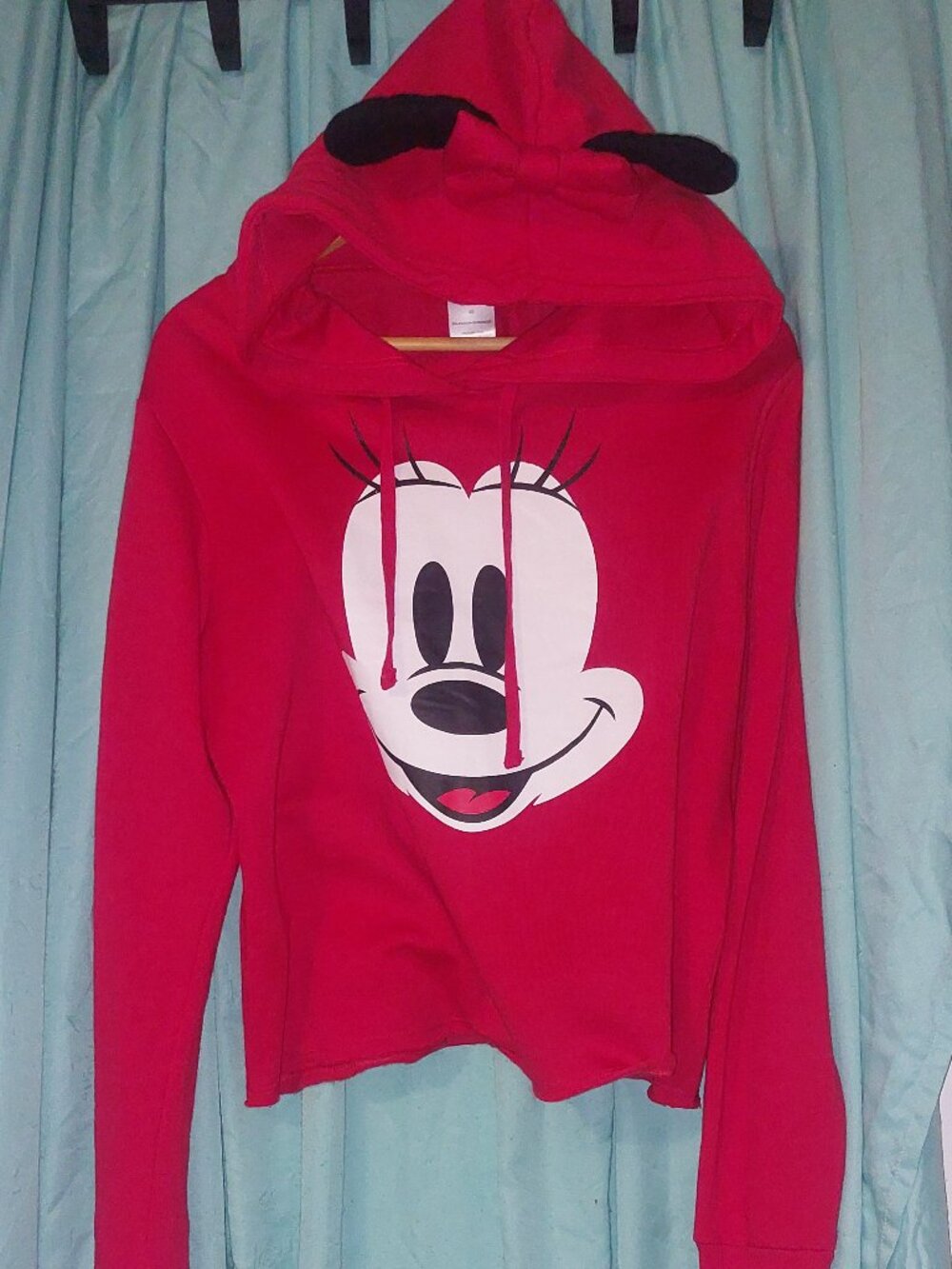 Disney Jerry Leigh Minnie Mouse Sweater with Ears & Bow Hoodie XL (Juniors)